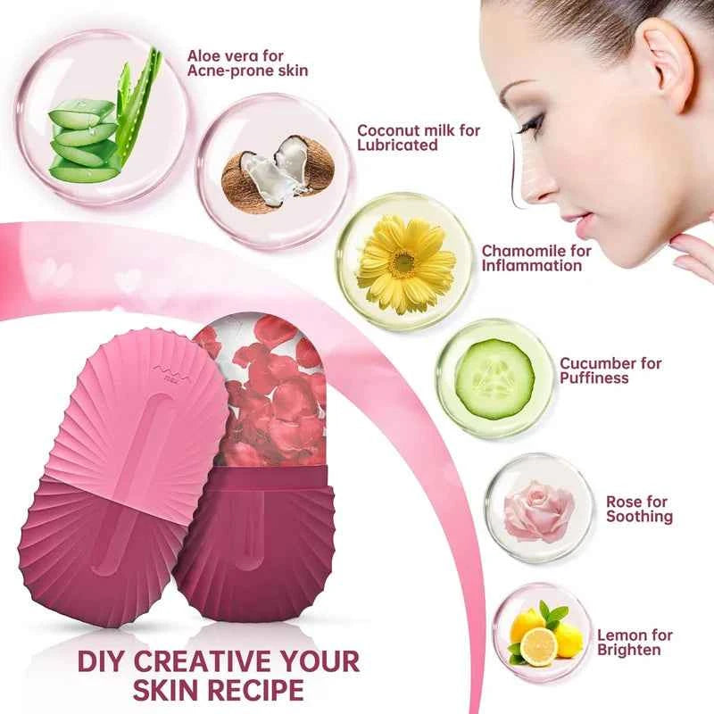 Rouleau de Glace Visage Silicone – Massage Froid Anti-Poches & Anti-Rides