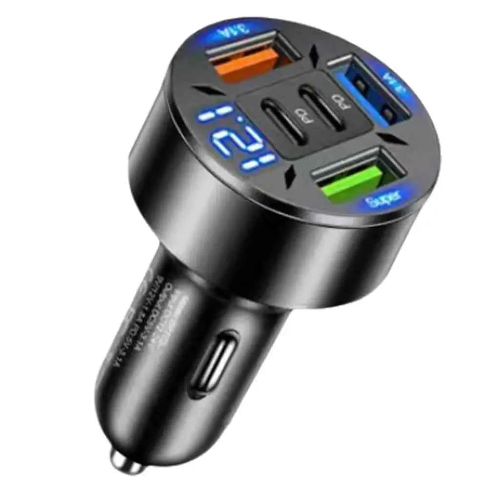 Chargeur Voiture USB-C Rapide 250W – 5 Ports PD QC3.0 Affichage Digital
