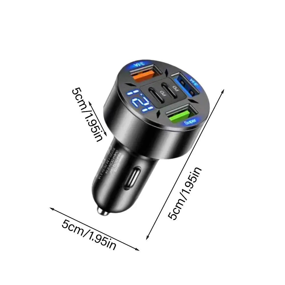 Chargeur Voiture USB-C Rapide 250W – 5 Ports PD QC3.0 Affichage Digital
