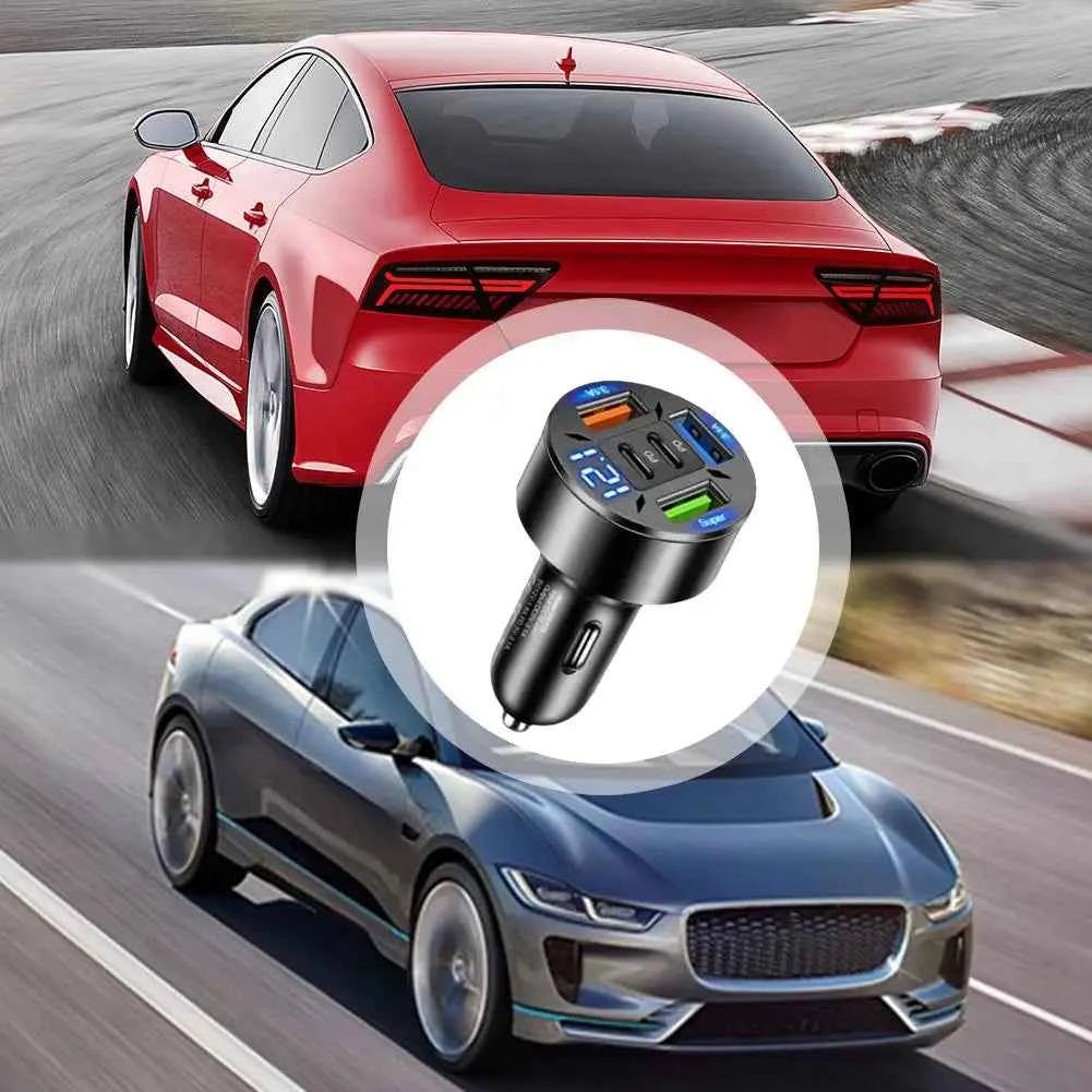 Chargeur Voiture USB-C Rapide 250W – 5 Ports PD QC3.0 Affichage Digital