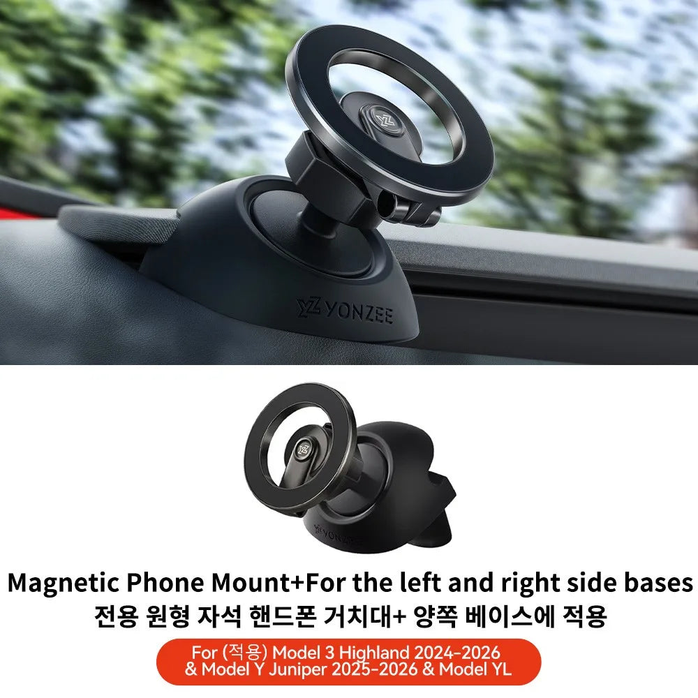 Support Téléphone Magnétique Voiture – Rotation 360° Compatible Tesla Model 3/Y